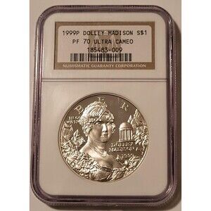 1999 P Dolley Madison Commemorative Silver Dollar Proof PF70 UC NGC